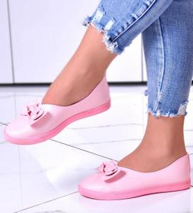 Pantofelek24 Różowe wkładane trampki slip on z kokardą /B6-2 10833 S190/ 38 3