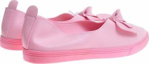 Pantofelek24 Różowe wkładane trampki slip on z kokardą /B6-2 10833 S190/ 38 6