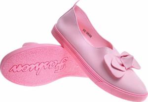 Pantofelek24 Różowe wkładane trampki slip on z kokardą /B6-2 10833 S190/ 38 8