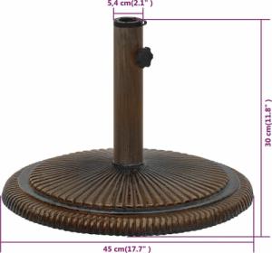 vidaXL Podstawa pod parasol, brązowa, 45x45x30 cm, żeliwo 7