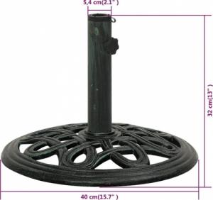 vidaXL Podstawa pod parasol, zielona, 40x40x32 cm, żeliwo 7