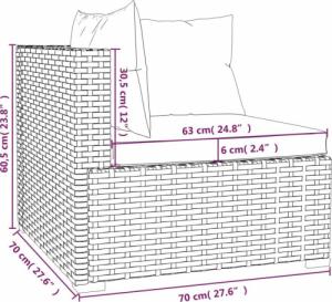 vidaXL 3-cz. zestaw wypoczynkowy do ogrodu, poduszki, rattan PE, brąz 8