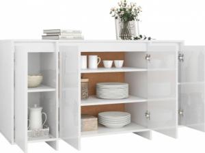 vidaXL Komoda, biała, wysoki połysk, 135 x 41 x 75 cm, płyta wiórowa 4