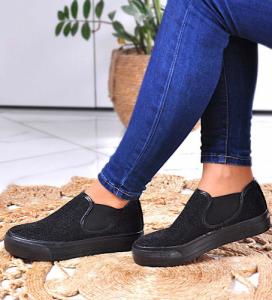 Pantofelek24 Trampki wsuwane damskie CZARNE /C2-2 4994 S089/ 38 2