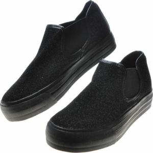 Pantofelek24 Trampki wsuwane damskie CZARNE /C2-2 4994 S089/ 38 4