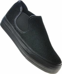 Pantofelek24 Trampki wsuwane damskie CZARNE /C2-2 4994 S089/ 38 7