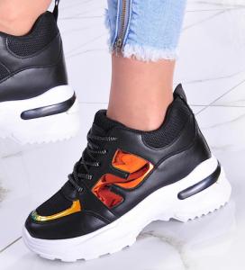 Wiązane czarne sneakersy na koturnie /G5-1 11449 W295/ 39 1