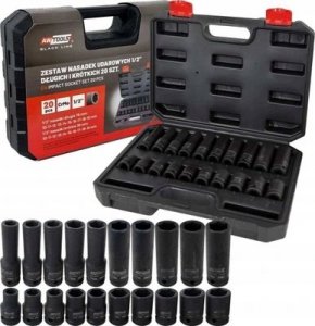 AWTools AWTOOLS ZESTAW NASADEK UDAROWYCH KRÓTKICH I DŁUGICH 1/2" 20ele. 2