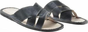 Pantofelek24 Skórzane męskie klapki domowe Czarne /F10-1 8410 S196/ 45 6
