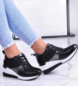 Czarne Trampki sneakersy na koturnie /A3-3 11010 T694/ 39 1