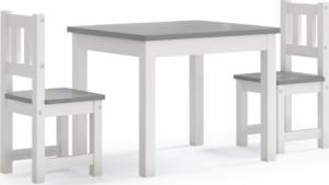 vidaXL vidaXL 3-cz. zestaw dziecięcy, stolik i krzesła, biało-szare, MDF 2