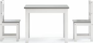 vidaXL vidaXL 3-cz. zestaw dziecięcy, stolik i krzesła, biało-szare, MDF 3