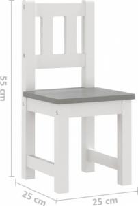 vidaXL vidaXL 3-cz. zestaw dziecięcy, stolik i krzesła, biało-szare, MDF 8