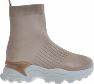 Pantofelek24 Modne damskie botki tekstylne Beżowe /C7-3 10223 S396/ 37 3