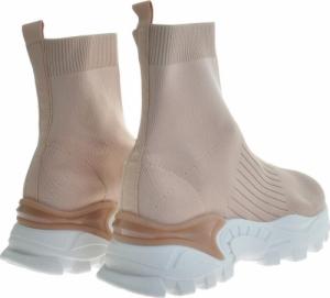 Pantofelek24 Modne damskie botki tekstylne Beżowe /C7-3 10223 S396/ 37 6