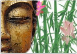 CaroGroup OBRAZ NA ŚCIANĘ Złoty Buddha, bambus ZEN SPA 100x70 1