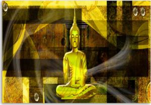 CaroGroup OBRAZ NA PŁÓTNIE CANVAS Buddha Zen żółty 100x70 1