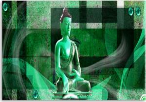 CaroGroup OBRAZ NA PŁÓTNIE Buddha Zen zielony 100x70 1