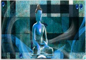 CaroGroup OBRAZ NA PŁÓTNIE Geometryczny Buddha Zen 100x70 1