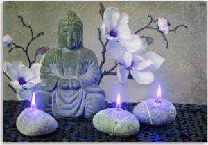 CaroGroup Buddha OBRAZ NA PŁÓTNIE świeca orchidea zen 100x70 1