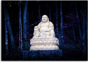 CaroGroup OBRAZ NA PŁÓTNIE Biały Buddha do salonu 100x70 1