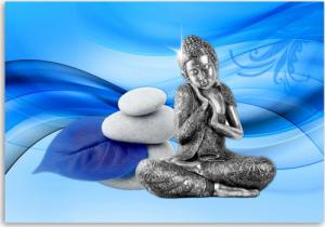 CaroGroup Buddha OBRAZ ŚCIENNY Kamień niebieskie tło 100x70 1
