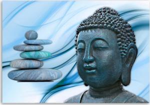 CaroGroup OBRAZY NA ŚCIANĘ Buddha kamienie niebieski 100x70 1