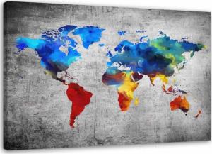 CaroGroup OBRAZ DO BIURA Kolorowa Mapa Świata 100x70 1