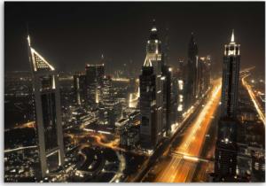 CaroGroup OBRAZ NA PŁÓTNIE Panorama Dubaju Noc Miasto 100x70 1