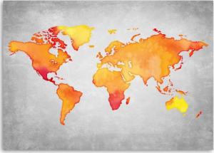 CaroGroup OBRAZ DO BIURA Mapa Świata Pomarańczowy 100x70 1