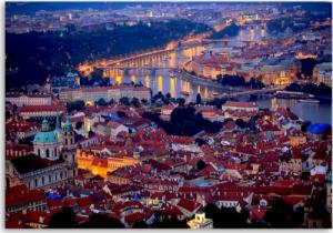 CaroGroup OBRAZ NA ŚCIANĘ Panorama Praga Miasto Noc 100x70 1