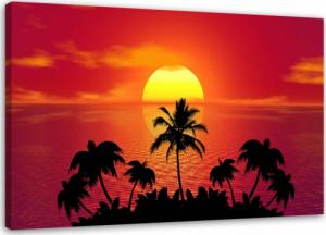 CaroGroup OBRAZ NA ŚCIANĘ Zachód słońca i palmy 100x70 1