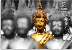 CaroGroup OBRAZ NA PŁÓTNIE Złoty Buddha, ZEN SPA 100x70 1
