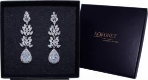 KOKONET Kolczyki ślubne silver wiszące wesele boho SWAROVSKI glam 1