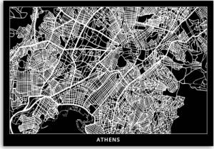 CaroGroup OBRAZ DO BIURA Ateny Plan Miasta 100x70 1