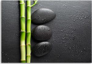 CaroGroup OBRAZ NA PŁÓTNIE Bambus Zen Kamienie Czarny 100x70 1