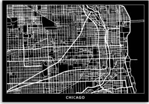 CaroGroup OBRAZ CANVAS DO BIURA Chicago Plan Miasta 100x70 1