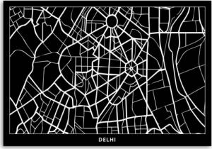 CaroGroup FOTO OBRAZ NA PŁÓTNIE Delhi Plan Miasta 100x70 1