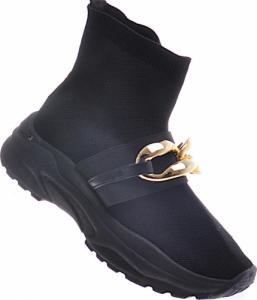 Wysokie trampki z łańcuchem Czarne /F2-2 11092 W392/ 36 4