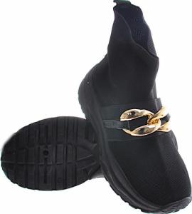 Wysokie trampki z łańcuchem Czarne /F2-2 11092 W392/ 36 6