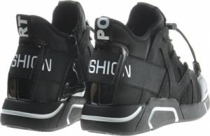 Modne damskie trampki sneakersy na koturnie Czarne /E8-2 7640 S797/ 36 6