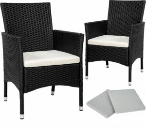 Tectake Zestaw 2 krzeseł ogrodowych z polirattanu - czarny/beżowy 1