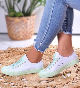 Biało miętowe trampki damskie z tkaniny /A10-1 10892 W195/ 39 2