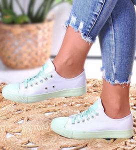 Biało miętowe trampki damskie z tkaniny /A10-1 10892 W195/ 39 3