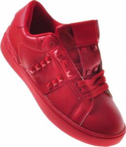 Pantofelek24 Sznurowane czerwone trampki z ćwiekami /D2-3 7886 S098/ 38 3