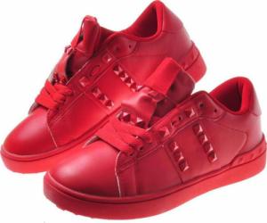 Pantofelek24 Sznurowane czerwone trampki z ćwiekami /D2-3 7886 S098/ 38 5