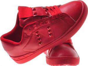 Pantofelek24 Sznurowane czerwone trampki z ćwiekami /D2-3 7886 S098/ 38 6