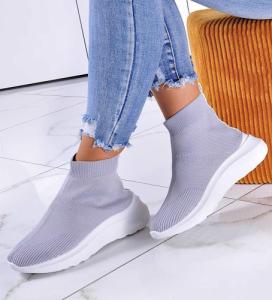 Wysokie trampki na grubym spodzie Szare /G3-2 11096 W206/ 37 1