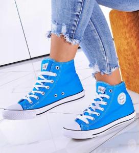 Wysokie niebieskie trampki /F2-1 11089 T100/ 38 2