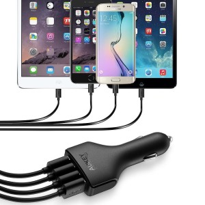 Ładowarka Aukey samochodowa ultraszybka 4xUSB 3.0 10.2A 54W + kabel micro USB 1m (CC-T9) 4